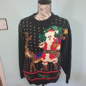 Casual Corner Christmas santa Sweater Hand Knitted Limited Edition Small